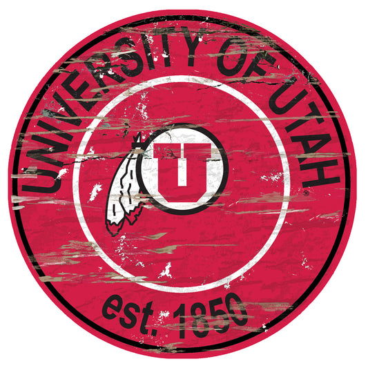 Utah Utes 23.5" Distressed Round Sign