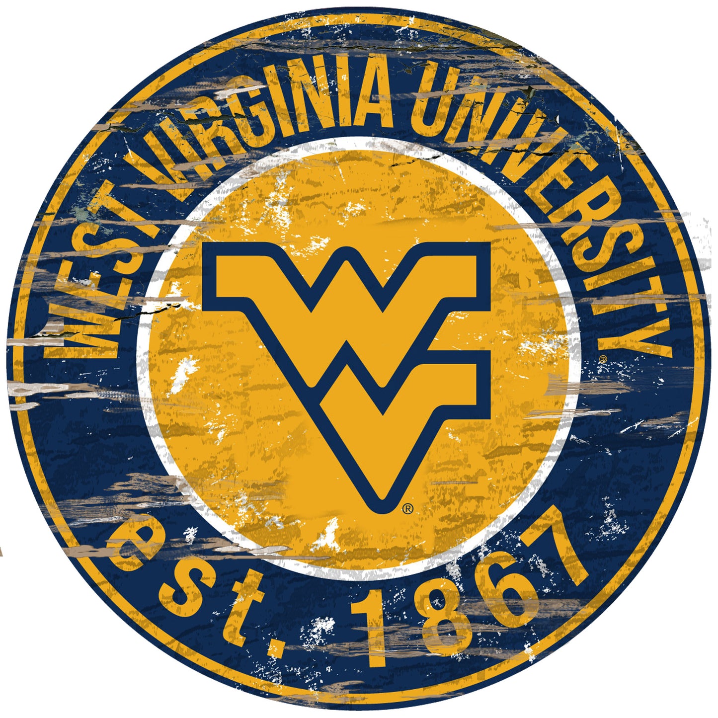 West Virginia Mountaineers 23.5" Distressed Round Sign