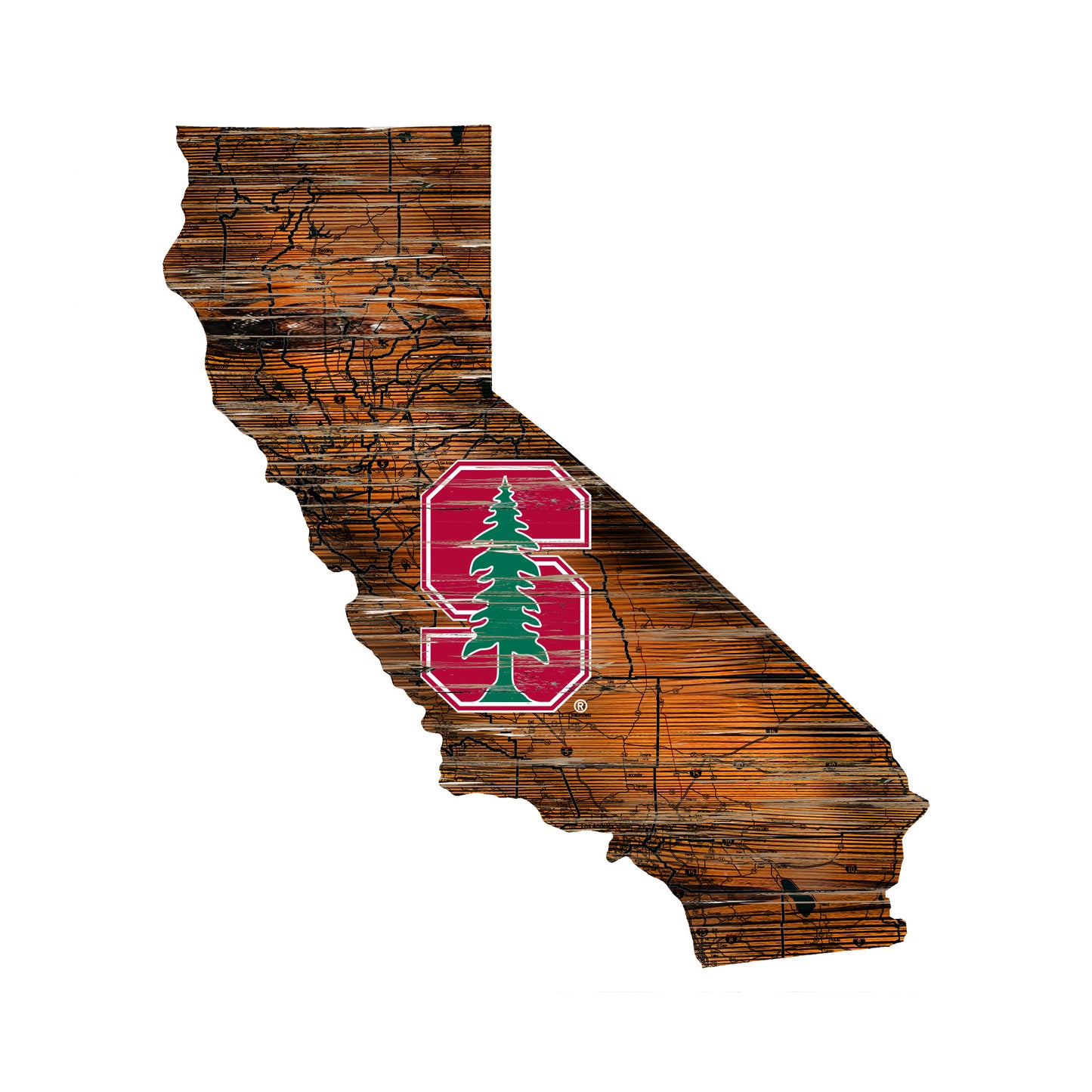 Stanford Cardinal 23.5" x 23.5" Distressed State with Logo Sign