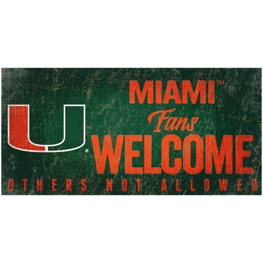 Miami Hurricanes 6" x 12" Fans Welcome Sign