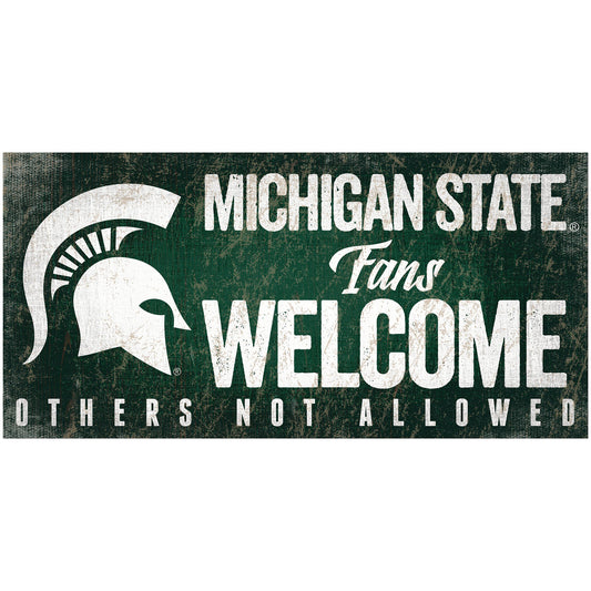 Michigan State Spartans 6" x 12" Fans Welcome Sign