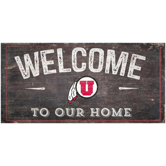 Utah Utes 6" x 12" Welcome To Our Home Sign