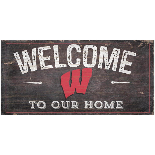 Wisconsin Badgers 6" x 12" Welcome To Our Home Sign