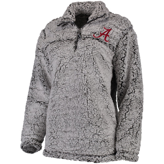 Women's Gray Alabama Crimson Tide Sherpa Super Soft Quarter-Zip Pullover Jacket