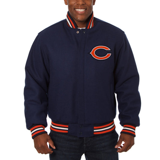 Men's JH Design Navy Chicago Bears Embroidered Wool Jacket