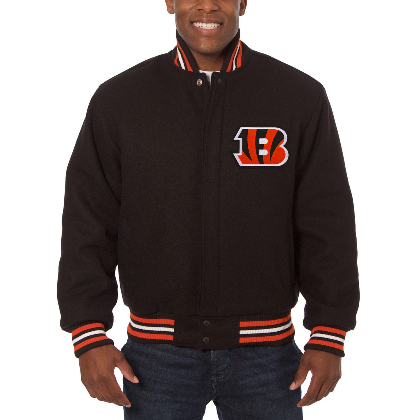 Men's JH Design Black Cincinnati Bengals Embroidered Wool Jacket