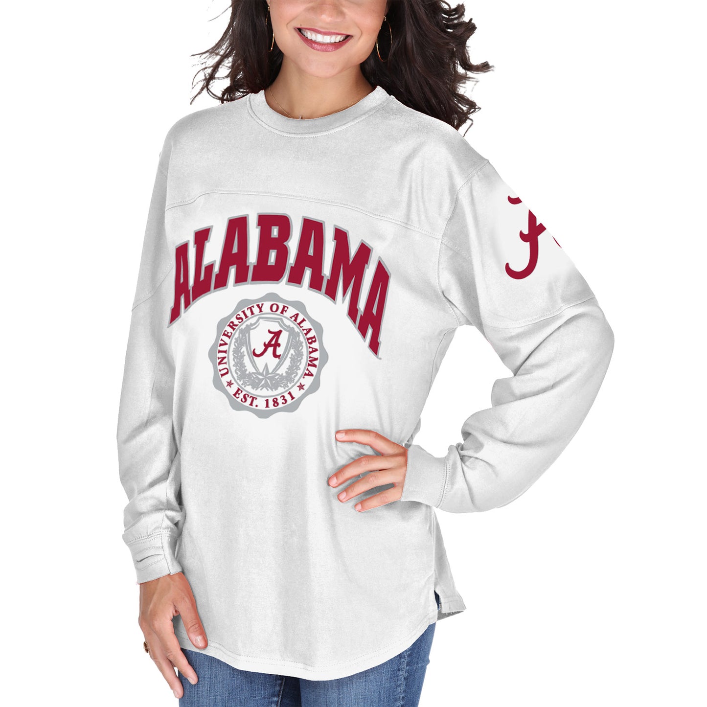 Women's White Alabama Crimson Tide Edith Long Sleeve T-Shirt