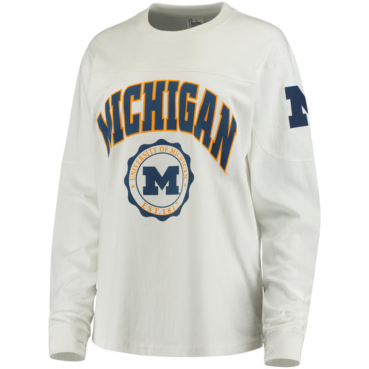 Women's White Michigan Wolverines Edith Long Sleeve T-Shirt