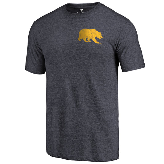 Men's Navy Heather California Bears Left Chest Distressed Logo Tri-Blend T-Shirt