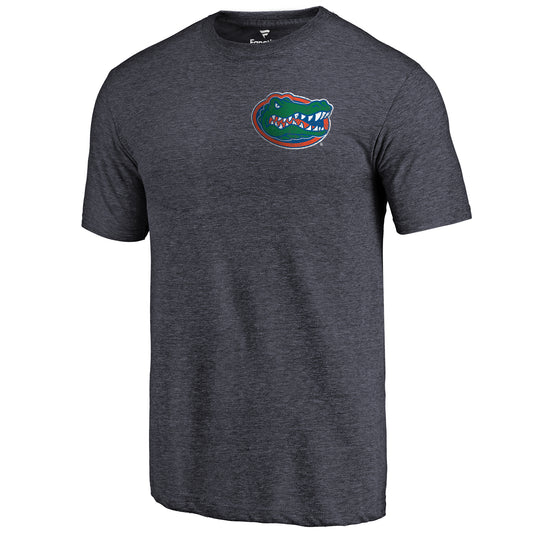 Men's Navy Heather Florida Gators Left Chest Distressed Logo Tri-Blend T-Shirt