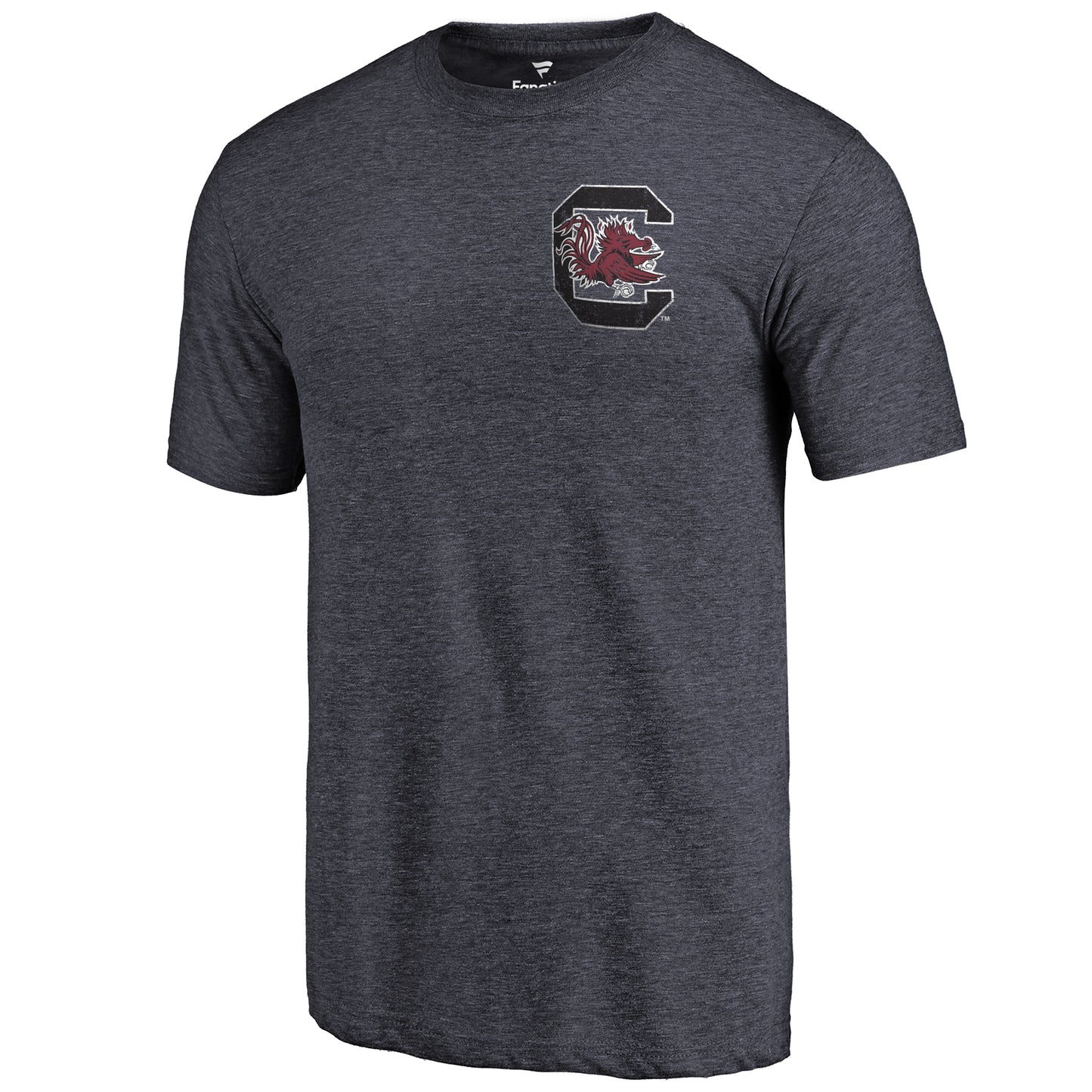 Men's Navy South Carolina Gamecocks Left Chest Distressed Logo Tri-Blend T-Shirt