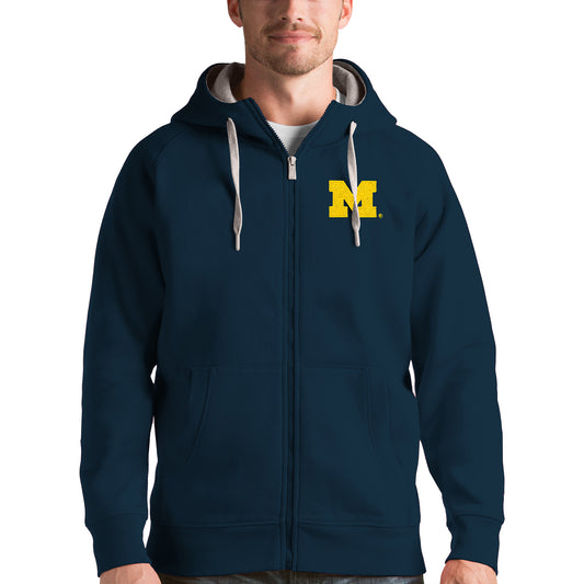 Men's Antigua Navy Michigan Wolverines Victory Full-Zip Hoodie