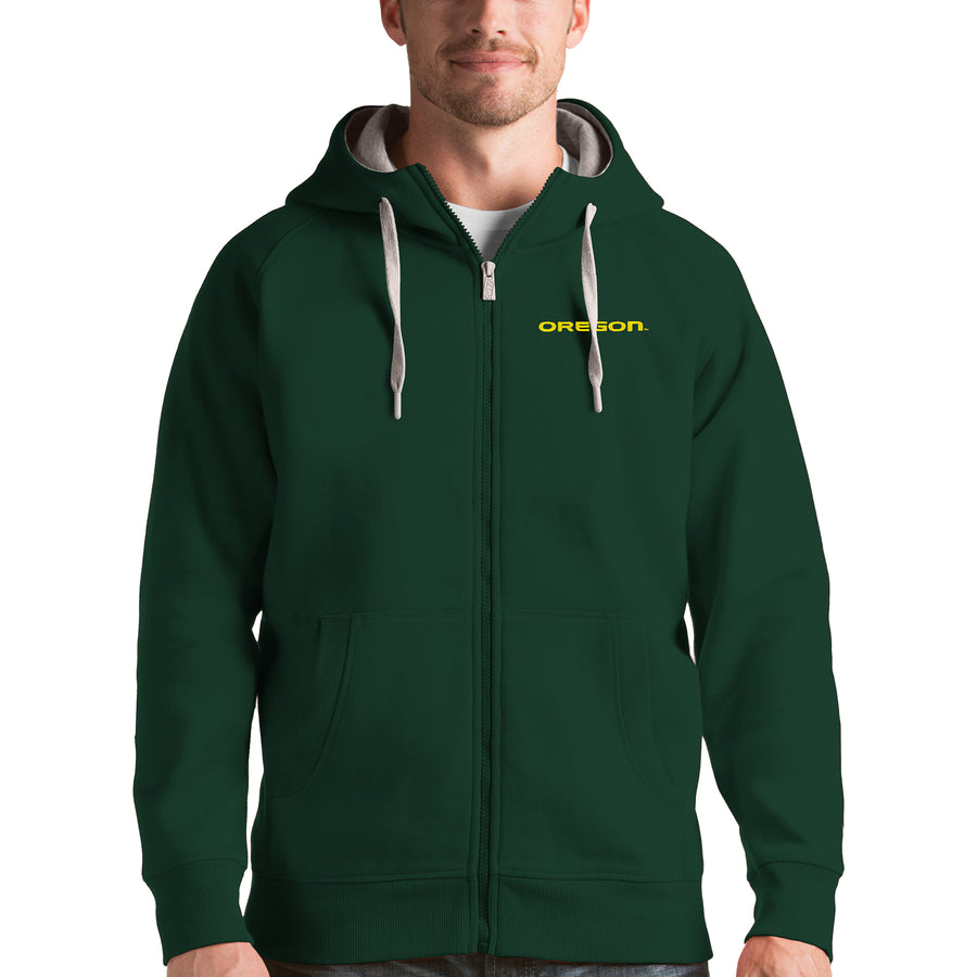 Men's Antigua Green Oregon Ducks Victory Full-Zip Hoodie