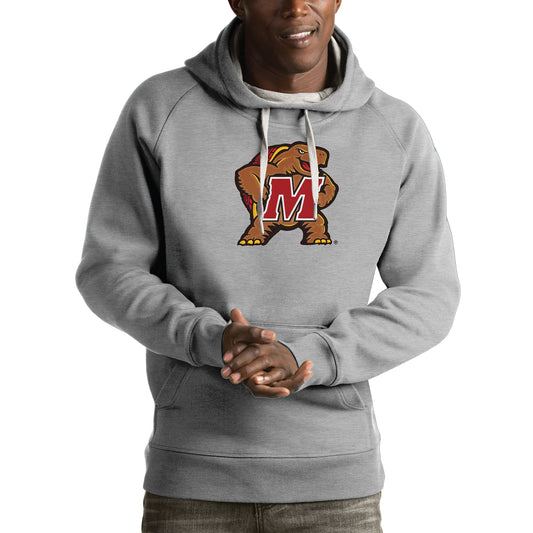 Men's Antigua Gray Maryland Terrapins Victory Pullover Hoodie