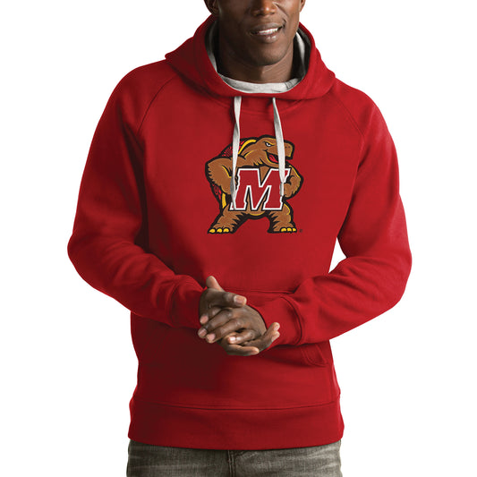 Men's Antigua Red Maryland Terrapins Victory Pullover Hoodie