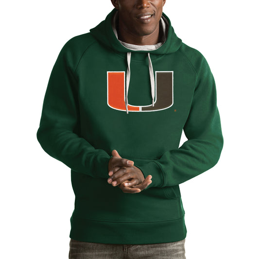 Men's Antigua Green Miami Hurricanes Victory Pullover Hoodie