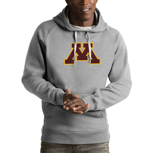 Men's Antigua Gray Minnesota Golden Gophers Victory Pullover Hoodie