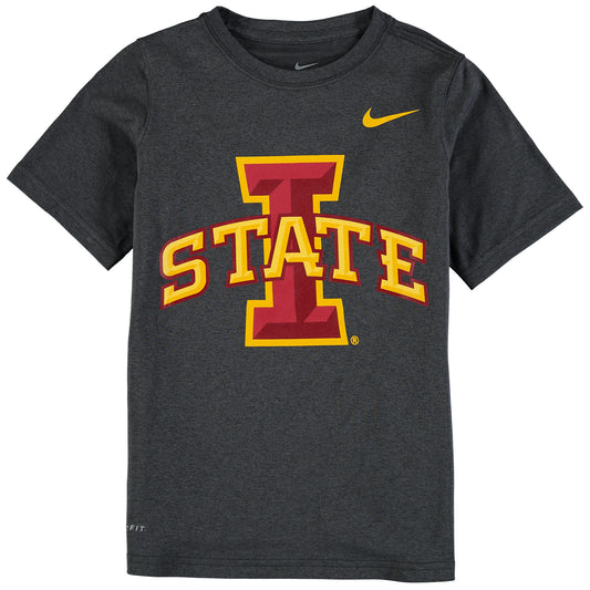 Youth Nike Anthracite Iowa State Cyclones Cotton Logo T-Shirt