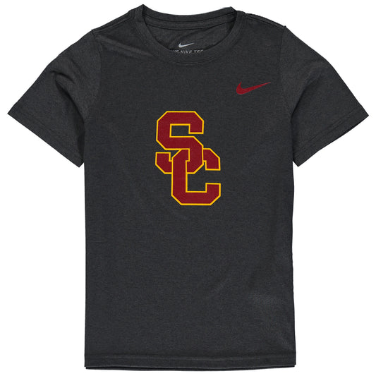 Youth Nike Anthracite USC Trojans Cotton Logo T-Shirt