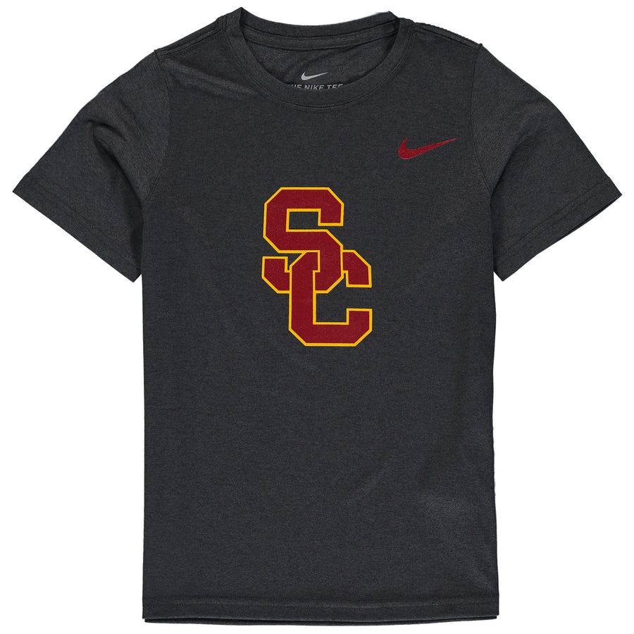 Youth Nike Anthracite USC Trojans Cotton Logo T-Shirt