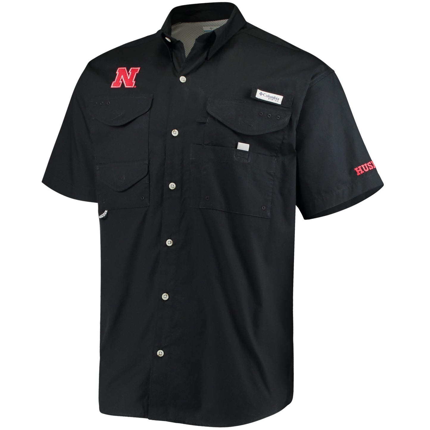 Men's Columbia Black Nebraska Huskers PFG Bonehead Shirt