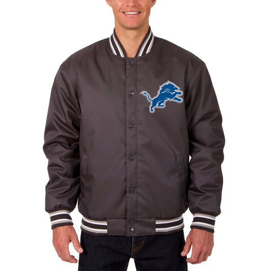 Men's JH Design Gray Detroit Lions Poly Twill Jacket