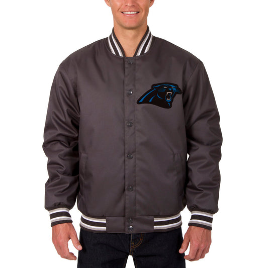 Men's JH Design Gray Carolina Panthers Poly Twill Jacket