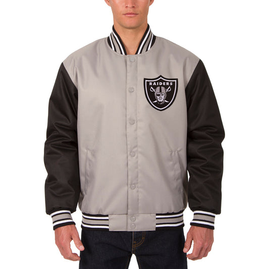 Men's JH Design Gray Las Vegas Raiders Poly Twill Jacket