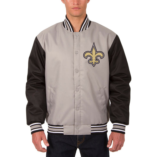 Men's JH Design Gray New Orleans Saints Poly Twill Jacket