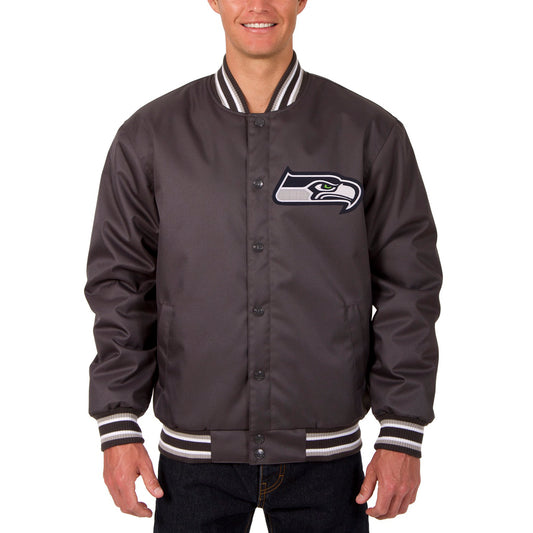 Men's JH Design Charcoal Seattle Seahawks Poly Twill Jacket