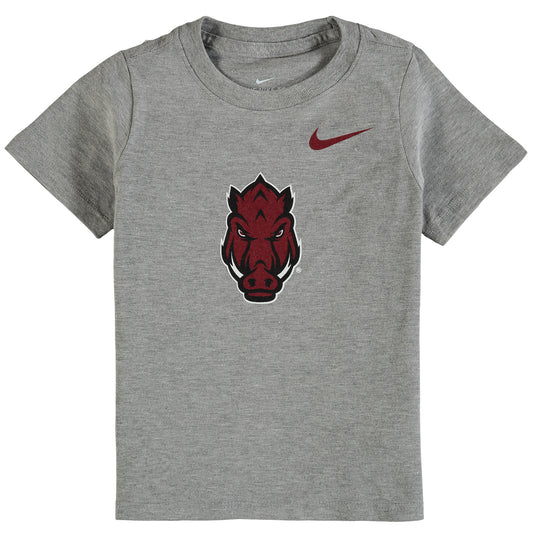 Toddler Nike Heathered Gray Arkansas Razorbacks Logo T-Shirt