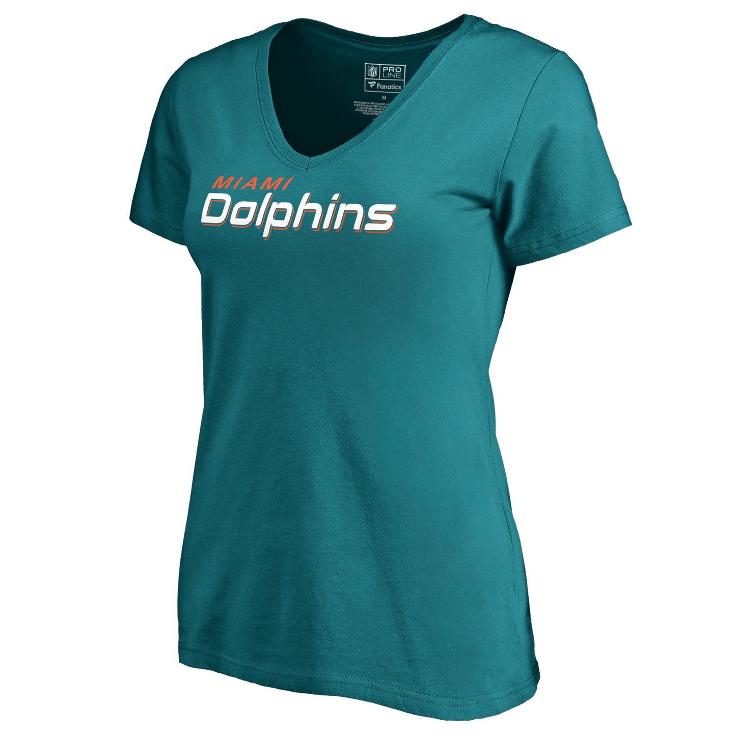 Women's NFL Pro Line Aqua Miami Dolphins Wordmark V-Neck T-Shirt