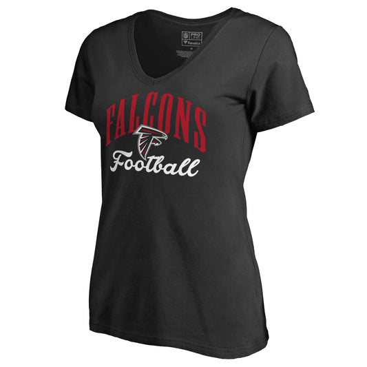 Women's NFL Pro Line Black Atlanta Falcons Victory Script V-Neck T-Shirt