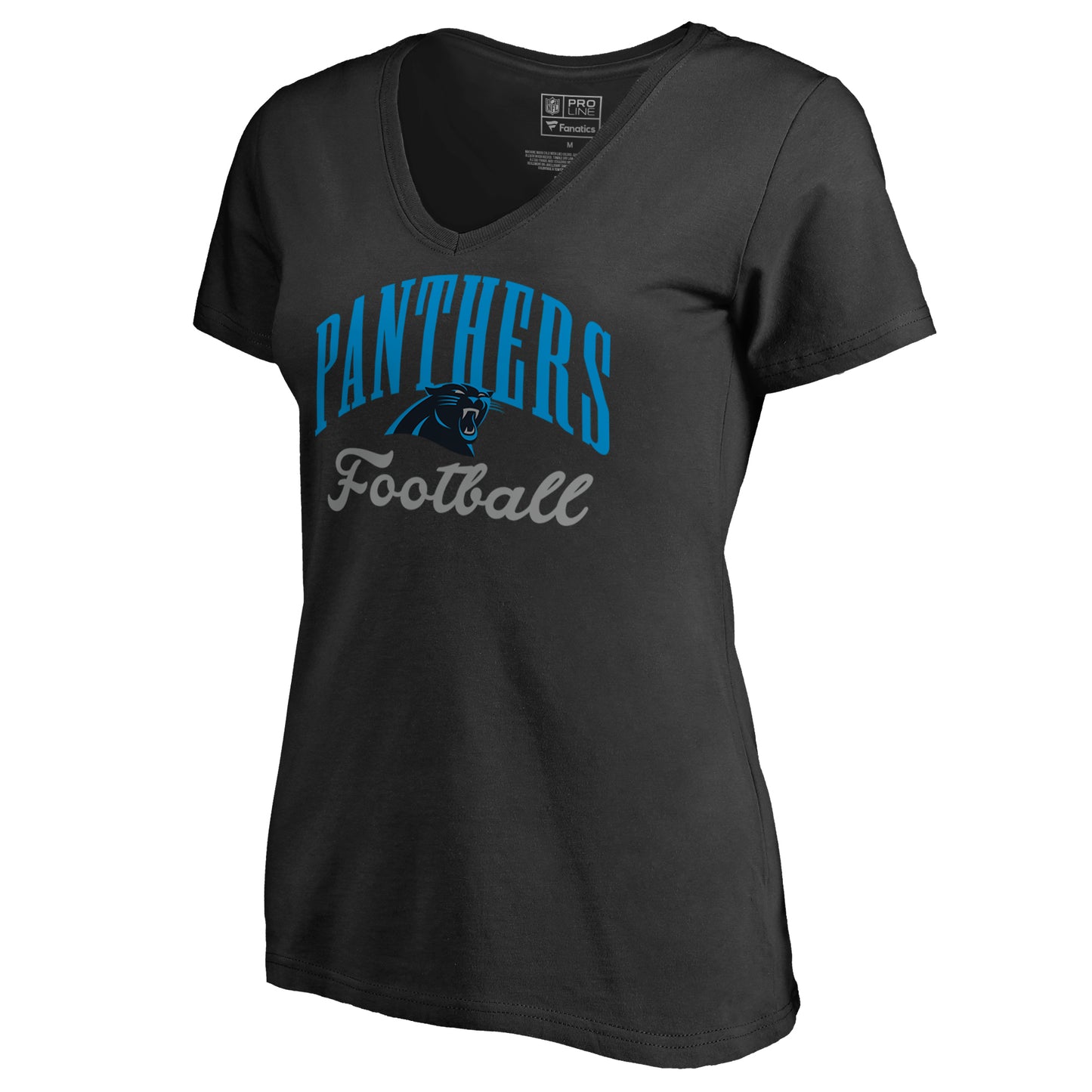 Women's NFL Pro Line Black Carolina Panthers Victory Script V-Neck T-Shirt