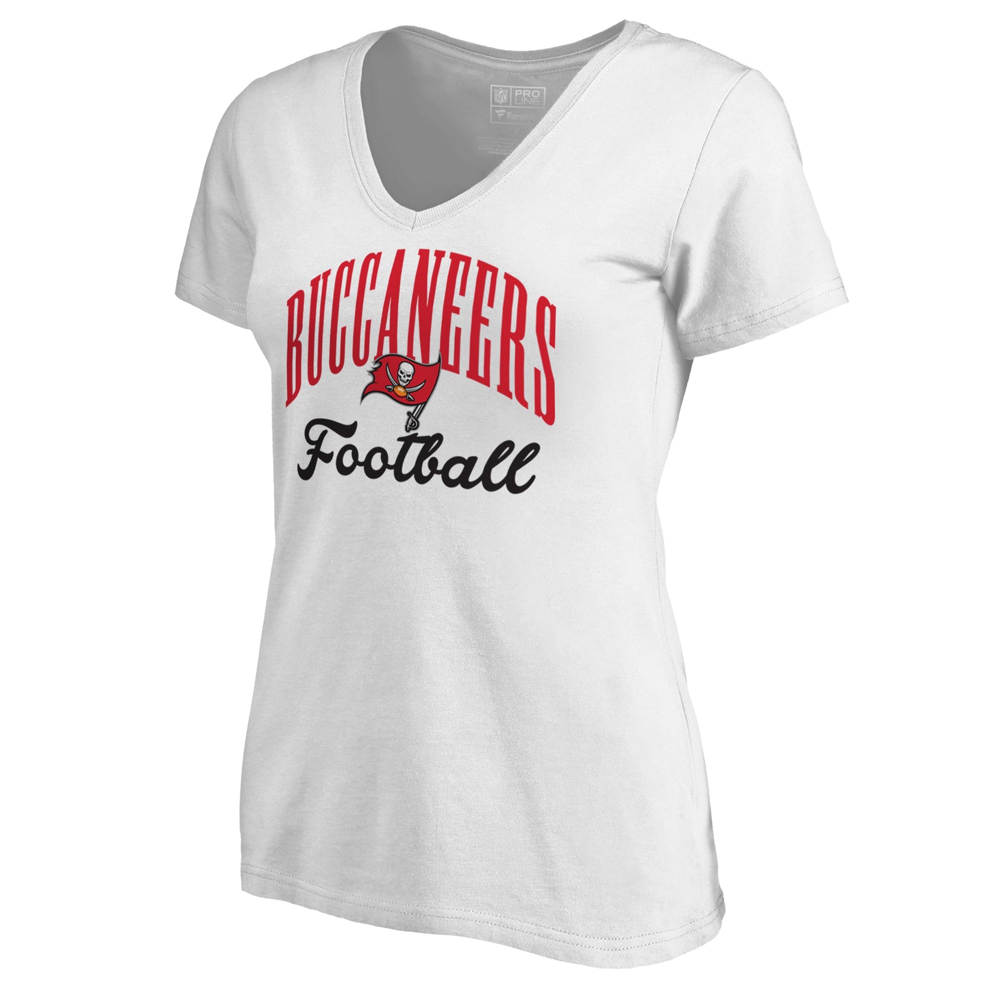 Women's NFL Pro Line White Tampa Bay Buccaneers Victory Script V-Neck T-Shirt