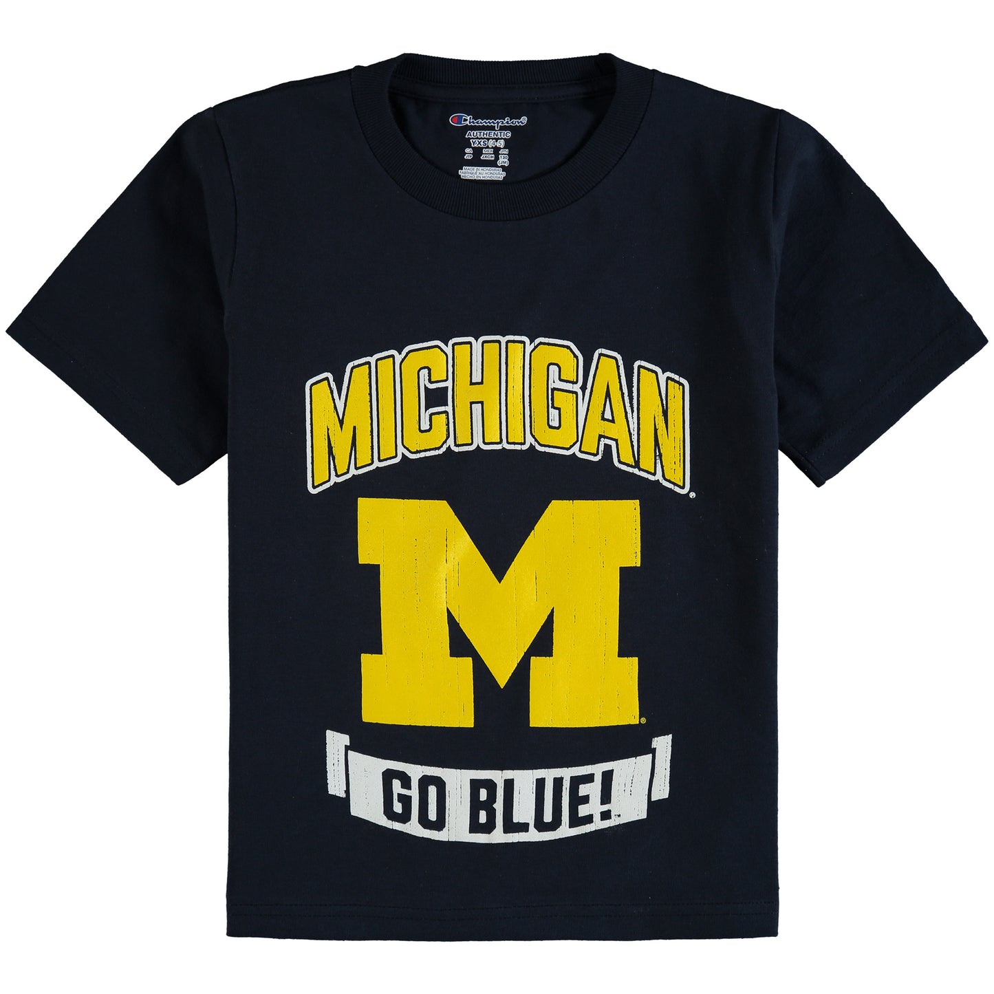 Youth Champion Navy Michigan Wolverines Strong Mascot T-Shirt