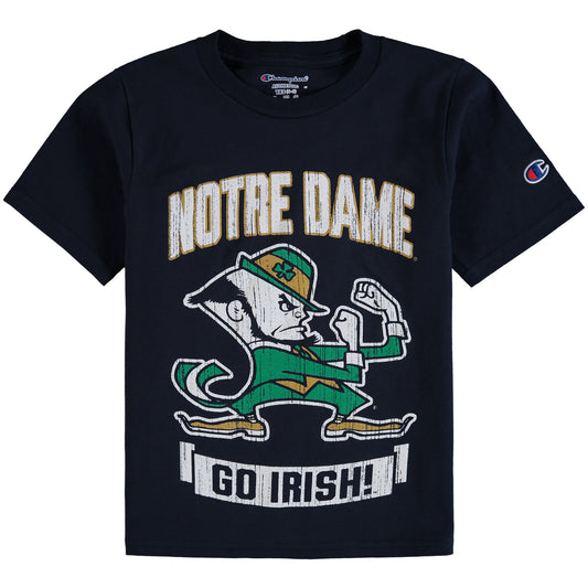 Youth Champion Navy Notre Dame Fighting Irish Strong Mascot T-Shirt