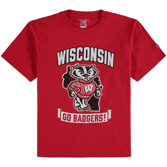 Youth Champion Red Wisconsin Badgers Strong Mascot T-Shirt