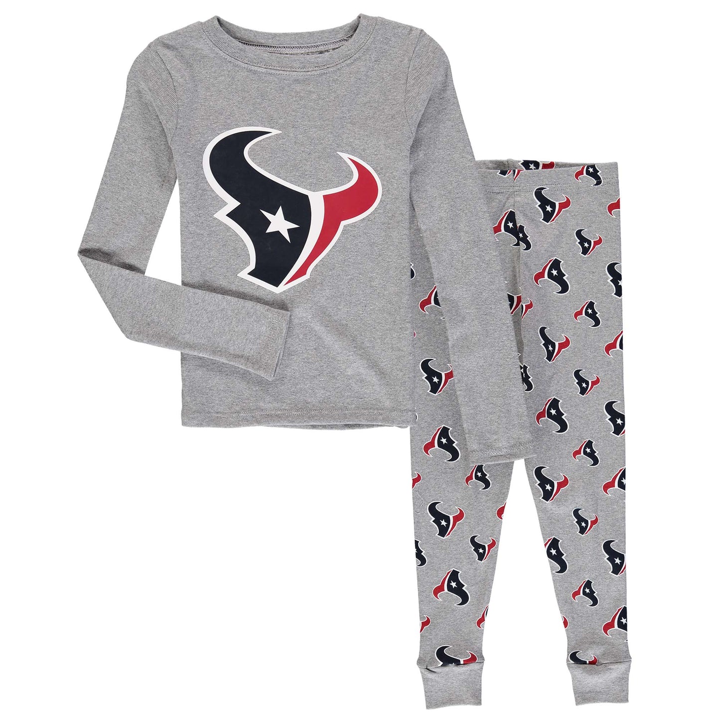 Youth Heathered Gray Houston Texans Long Sleeve T-Shirt & Pants Sleep Set