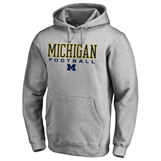Men's Heathered Gray Michigan Wolverines True Sport Football Pullover Hoodie