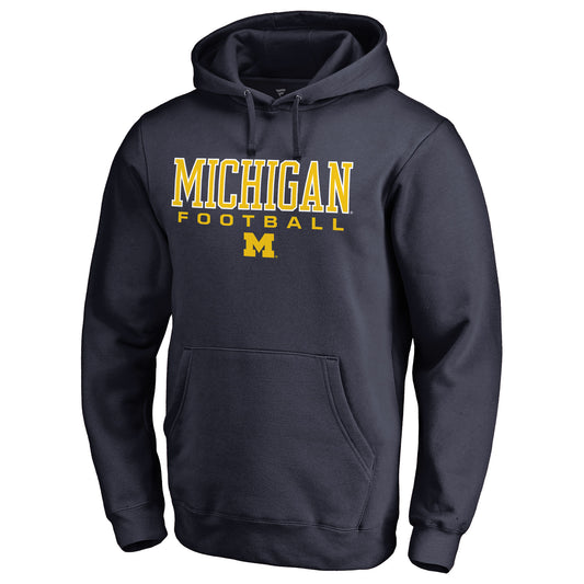 Men's Navy Michigan Wolverines True Sport Football Pullover Hoodie