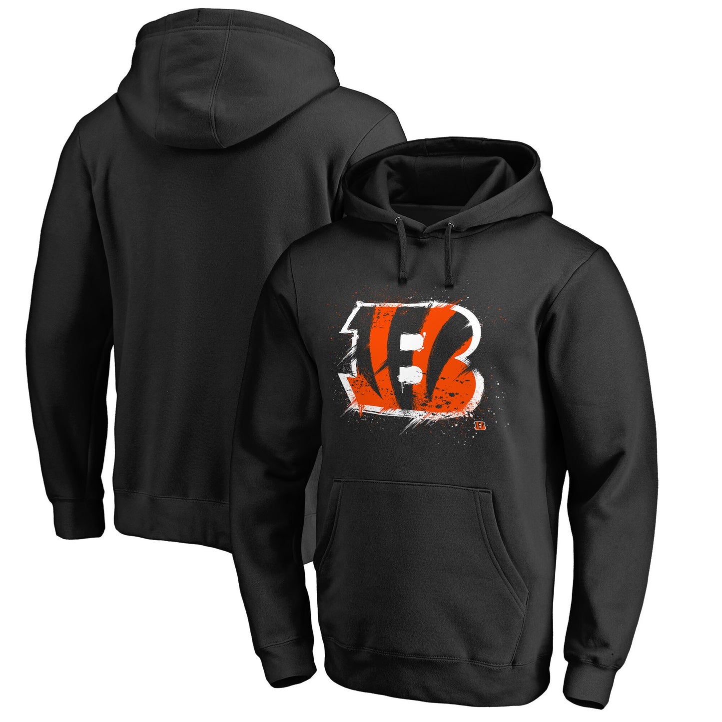 Men's NFL Pro Line Black Cincinnati Bengals Splatter Logo Pullover Hoodie