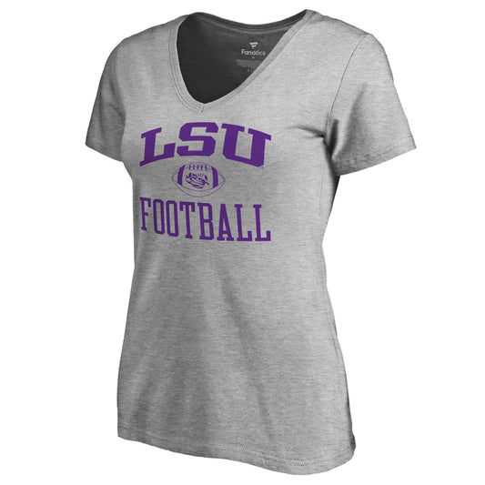 Women's Heather Gray LSU Tigers First Sprint V-Neck T-Shirt