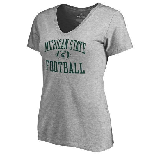 Women's Heather Gray Michigan State Spartans First Sprint V-Neck T-Shirt