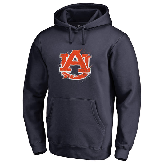 Men's Navy Auburn Tigers Splatter Logo Pullover Hoodie