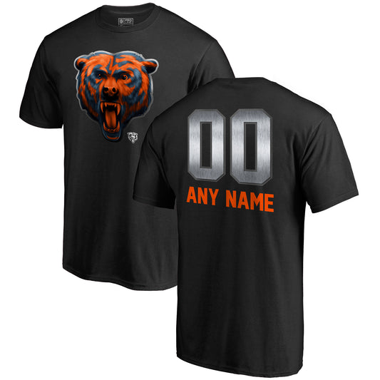 Men's NFL Pro Line Black Chicago Bears Personalized Midnight Mascot T-Shirt