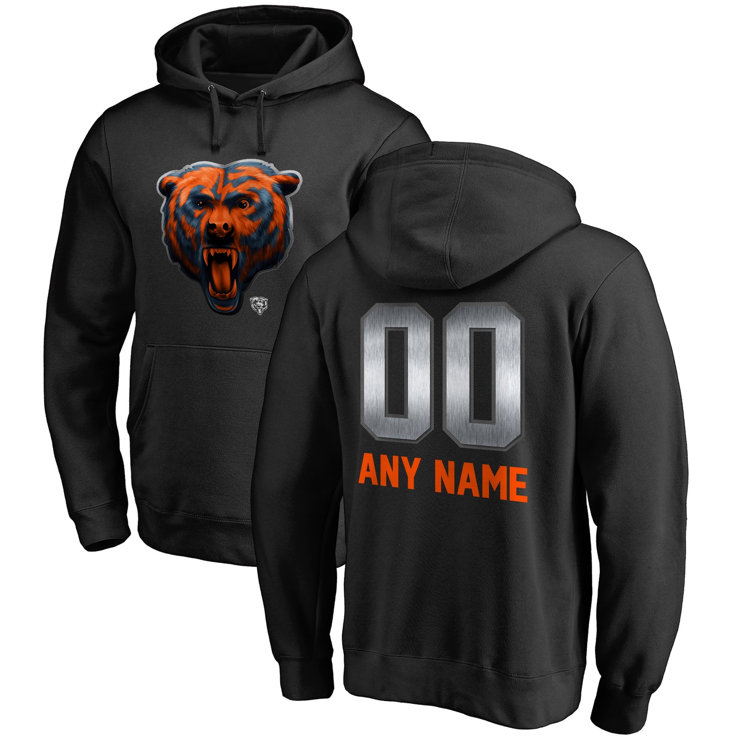 Men's NFL Pro Line Black Chicago Bears Personalized Midnight Mascot Pullover Hoodie