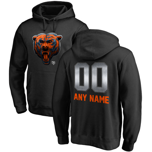 Men's NFL Pro Line Black Chicago Bears Personalized Midnight Mascot Pullover Hoodie
