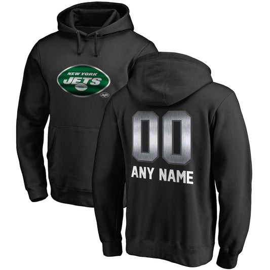 Men's NFL Pro Line Black New York Jets Personalized Midnight Mascot Pullover Hoodie