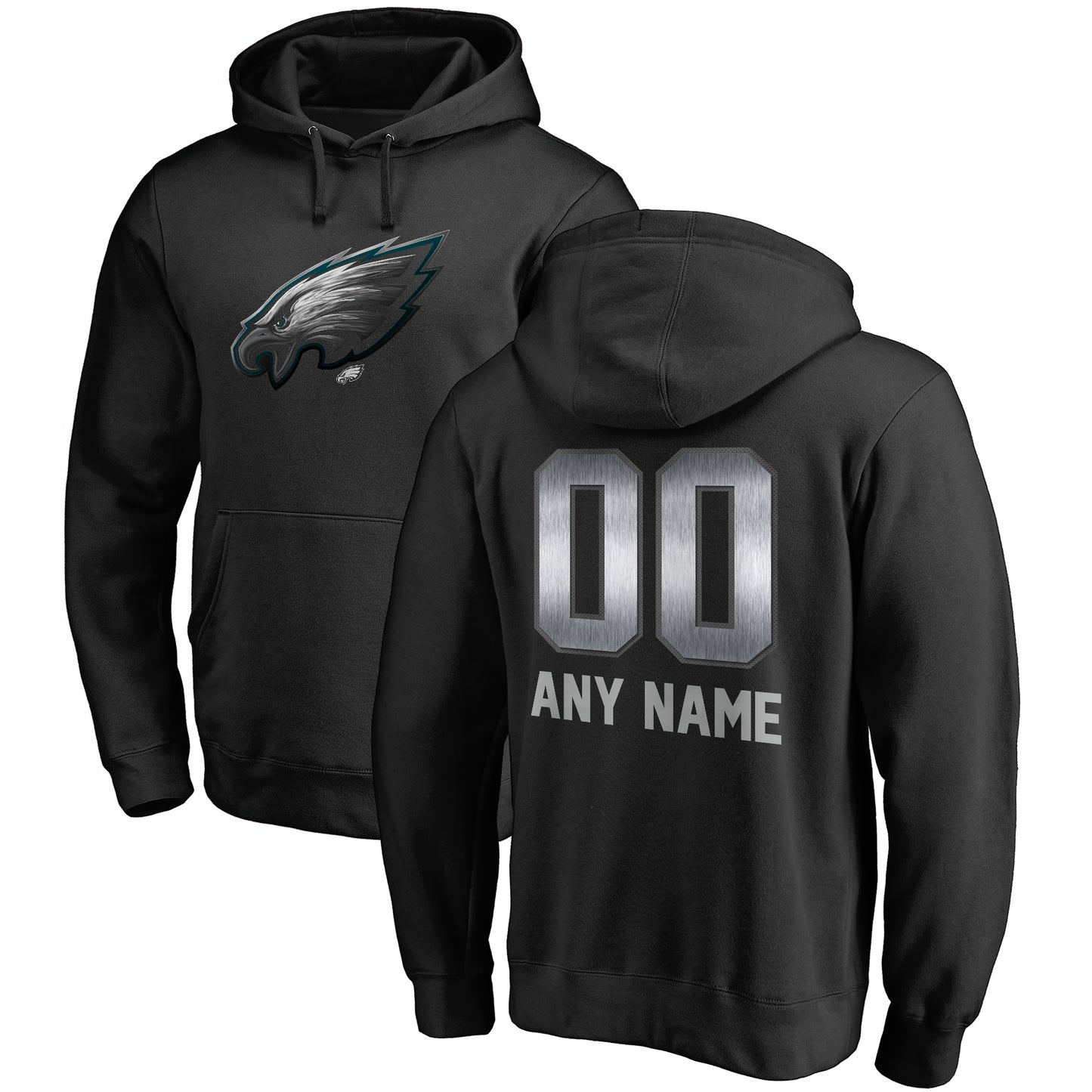 Men's NFL Pro Line Black Philadelphia Eagles Personalized Midnight Mascot Pullover Hoodie